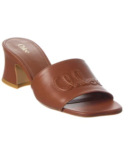 Chloé Soleil Leather Mule In Brown