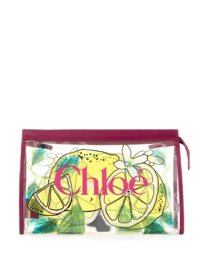 Chloé Soleil Lemon-print Clutch Bag In Multi