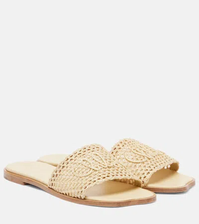Chloé Flower Crocheted Slides In Neutral