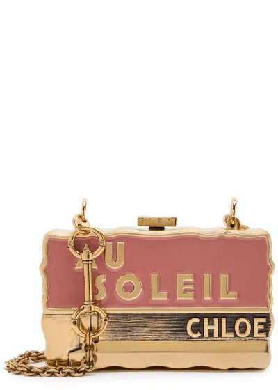 Chloé Chloe Soleil Minaudière Postcard Brass Clutch In Multi