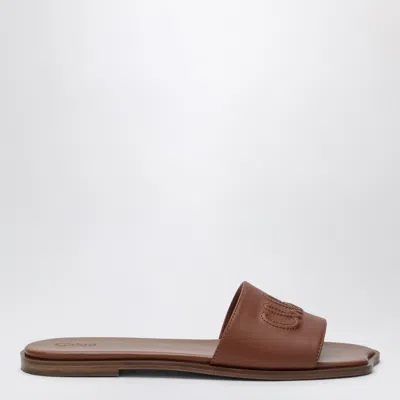 Chloé Soleil Mules In Ginger Brown Leather
