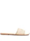 Chloé Soleil Crochet Slide Sandals In Nude
