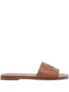 Chloé Flower Leather Flat Sandals Open Toe In Brown
