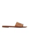 Chloé Flower Leather Flat Sandals Open Toe