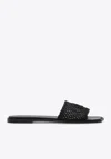 Chloé Soleil Woven Strap Flat Sandals In Black