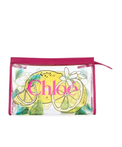 Chloé Chloe Soleil Zipped Pouch In Lemon-print Jelly In Multi