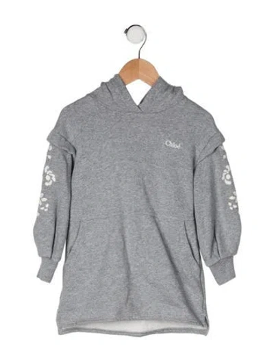 Pre-owned Chloé Babies' Solid Embroidered Sweatshirt In Gray