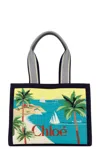 Chloé Printed Leather-trimmed Canvas Shoulder Bag In Pattern