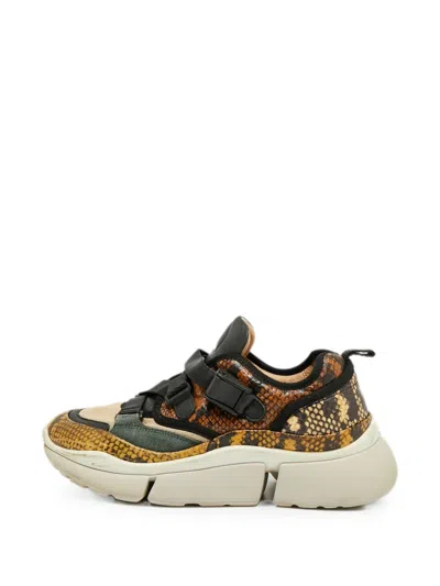 Pre-owned Chloé Sonnie Leather Sneakers In Brown
