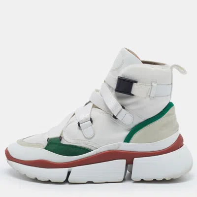 Pre-owned Chloé Sonnie Size 37 Multicolor Canvas And Suede High Top Sneakers