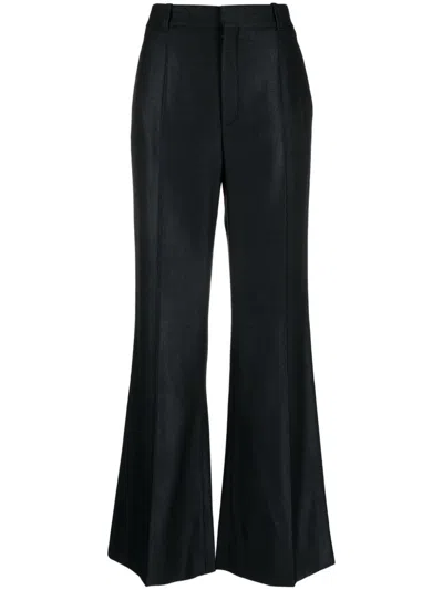 Chloé Sophisticated Black Wool And Silk Flared Trousers For Women
