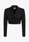 Chloé Cropped Spencer Jacket In Wool Grain De Poudre In Black