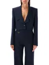 Chloé 'spencer' Blue Single-breasted Crop Jacket In Eclipse Blue