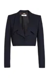 Chloé Veste Spencer Courte En Laine Graine De Poudre Femme Bleu Taille 38 100% Laine, Horn Bubalus Bubalis In Black