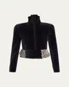 Chloé Spencer Embroidered-belt Velvet Crop Jacket In Black