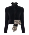 Chloé Spencer Embroidered-belt Velvet Crop Jacket In Black