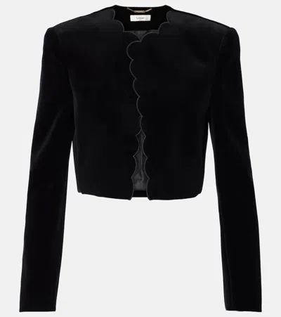 Chloé Cropped Spencer Jacket In Soft Cavalry Cotton In Black