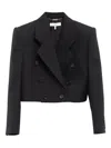Chloé Double-breasted Cropped Spencer Jacket In Striped Wool In Black