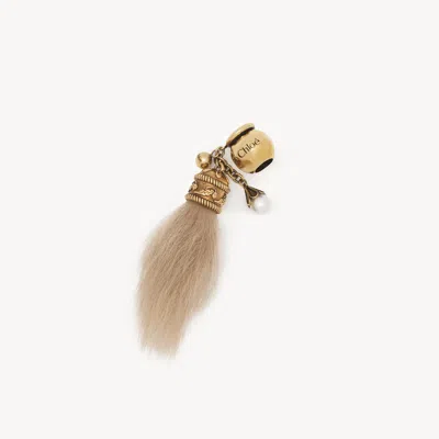 Chloé Sphere Shearling Tail Dice Charm For Bracelet Bag In Brass Gold Size Onesize 90% Brass, 5% Acrylic R