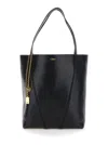 Chloé Chain Detail Textured Finish Tote Bags In Black