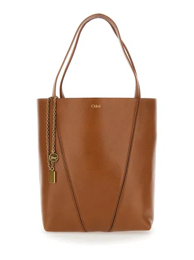 Chloé Black Spin Tote Bag In Brown