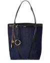 Chloé Spin Denim & Leather Tote In Blue