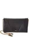 Chloé Chloe Spin Flap Leather Wallet On Chain In Black