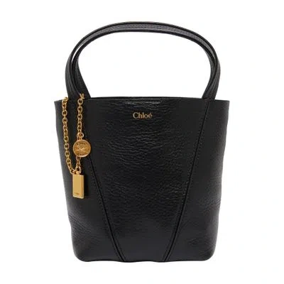 Chloé Spin Grained Leather Tote Bag In Black