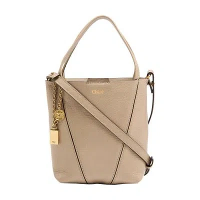 Chloé Spin Grained Leather Tote Bag In Brown