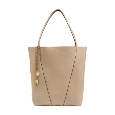 Chloé Spin Grained Leather Tote Bag In Brown