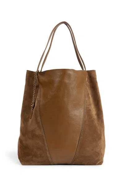 Chloé Spin Large Suede And Leather Shoulder Bag In Green