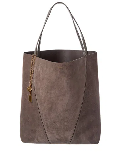 Chloé Spin Large Suede & Leather Tote In Brown