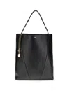 Chloé Large Leather Shopping Bag With Metal Charm In Black