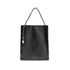 Chloé Large Leather Shopping Bag With Metal Charm In Black