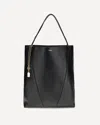 Chloé Large Leather Shopping Bag With Metal Charm In Black