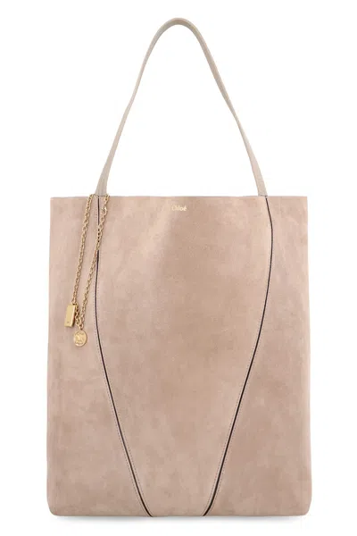 Chloé Spin Large Tote Bag In Neutral