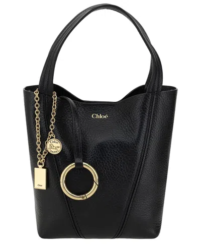 Chloé Chloe Spin Leather Bucket Bag In Black