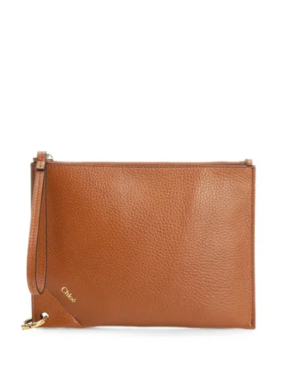 Chloé Spin Leather Clutch Bag In Red
