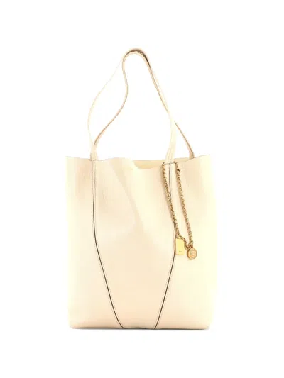 Pre-owned Chloé Spin Leather Medium Tote Bag In Neutral