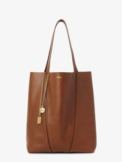 Chloé Spin Leather Shoulder Bag In Brown