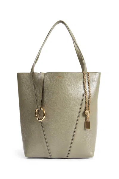 Chloé Spin Leather Shoulder Bag In Green