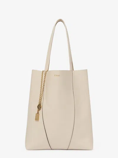 Chloé Spin Leather Shoulder Bag In Sand
