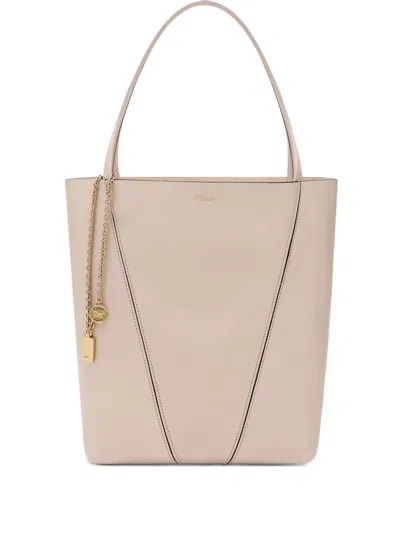 Chloé Spin Leather Tote Bag In Pink
