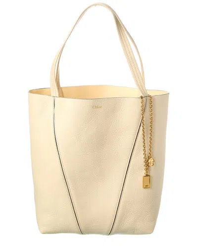 Chloé Spin Leather Tote In Beige