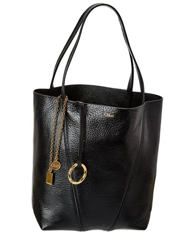 Chloé Chloe Spin Leather Tote In Black