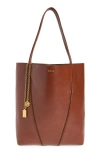 Chloé Spin Leather Tote In Burgundy