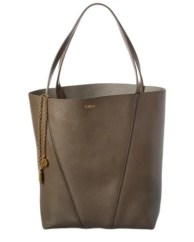 Chloé Spin Leather Tote In Green