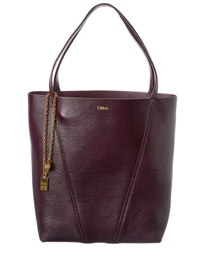 Chloé Spin Leather Tote In Purple