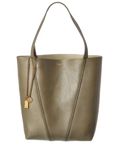 Chloé Spin Leather Tote In Green