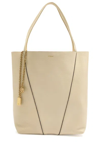 Chloé Chloe Spin Medium Grained Leather Tote In Gold
